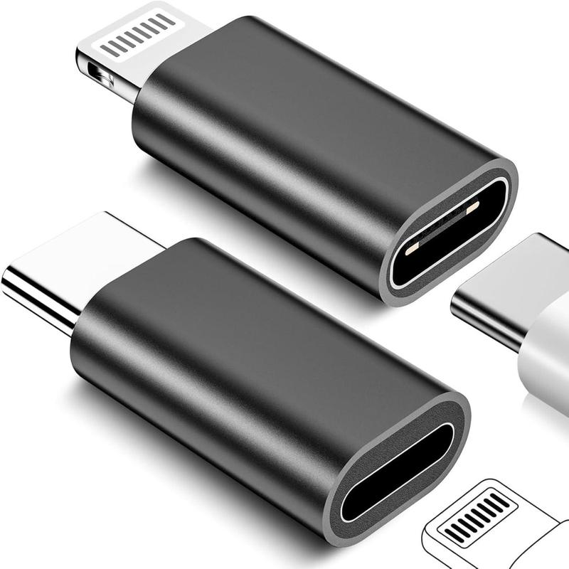 2 Pack [USB C to Lightning Adapter]&[for Lightning to USB C Adapter],Support 27W PD Fast Charging&Data Transfer for iPhone 15 14 13 12,for iPad Pro,Samsung,etc (Not for Audio&OTG),Black