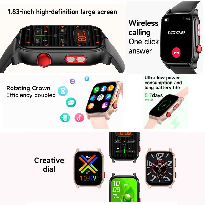 Multifunctional Smart Watch, Fashionable Large Screen Sports Watch with LED Light, Waterproof Sports Watch for Women & Men