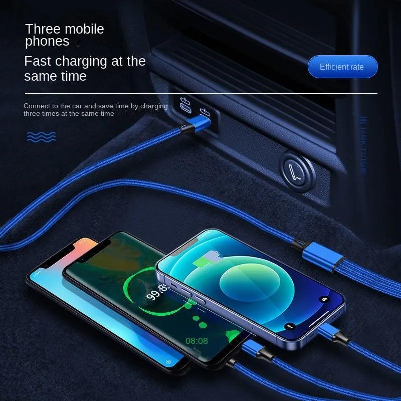 3 in 1 Multi Charging Cable, 4ft USB C To Micro USB Type C PD Lightning Nylon Braided Universal Charging Cord For iPhone 14 13 Samsung LG Pixel Xiaomi Huawei for Mobile Cell Phones and More