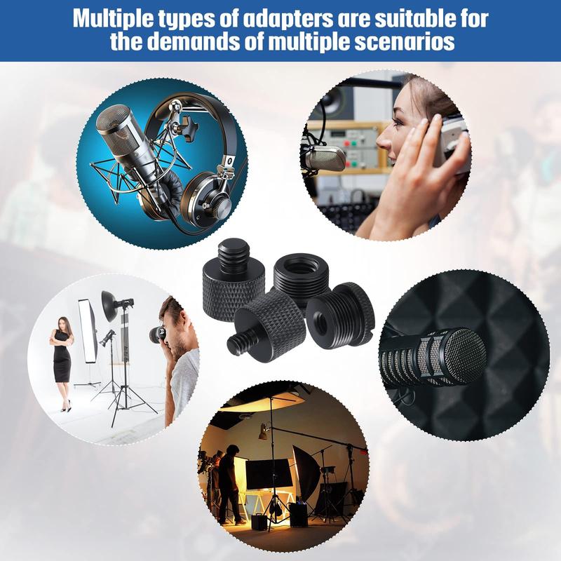 8 Pieces Mic Stand Adapter Mic Thread Adapter Set, 5 8 Female to 3 8 Male and 3 8 Female to 5 8 Male, 5 8 Female to 1 4 Male and 1 4 Female to 5 8 Male Screw Adapter Thread for Microphone