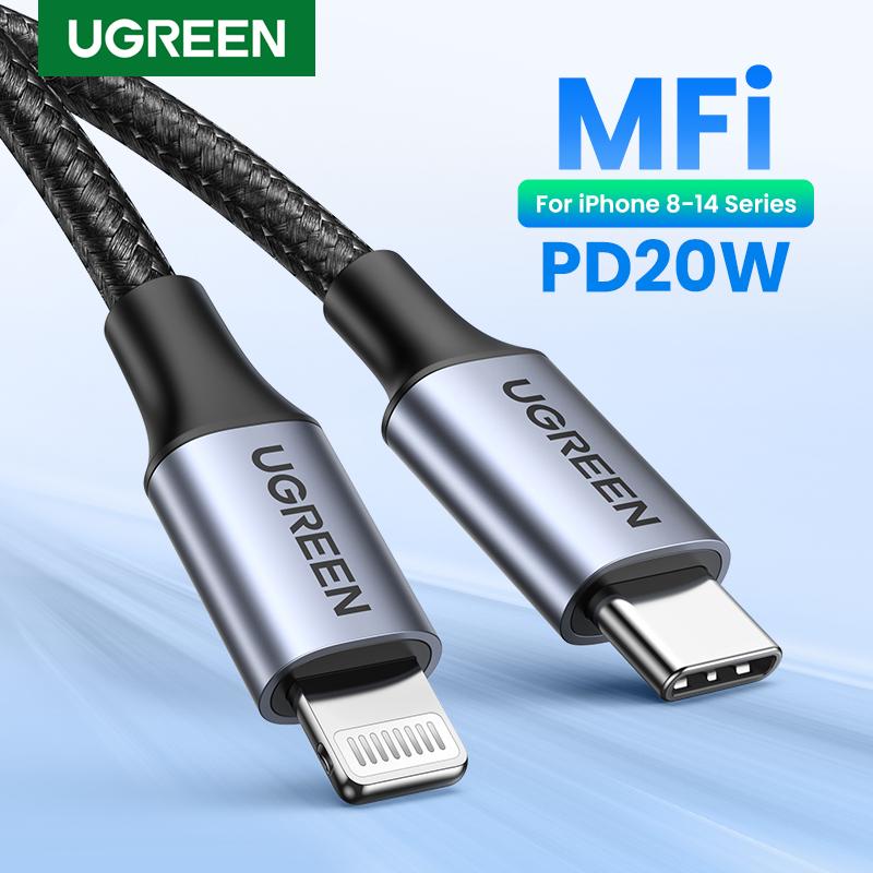 UGREEN USB C to Lightning Cable. MFi Certified. Charging & Data Cable. Compatible with iPhone 14 14 Pro 14 Pro Max, 13 12 11 X XR XS 8 Series, iPad 9, AirPods Pro & More. Ideal for Back to School. Connector for Multiple Devices.