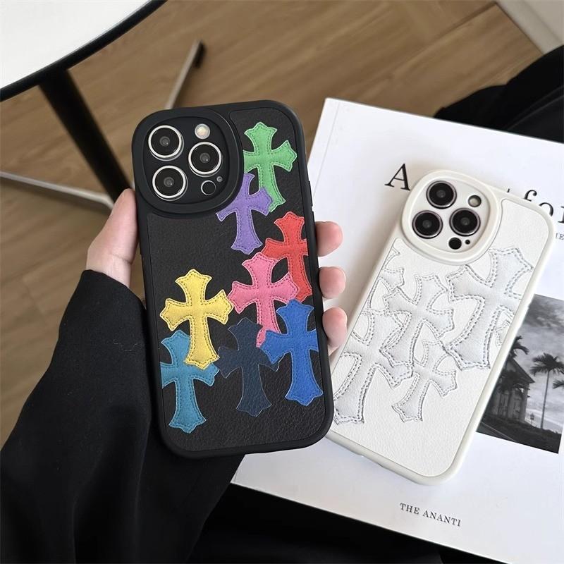 Suitable for iPhone 15 14 13 12 11 Colorful Cross Silicone Phone Case, iPhone 15 Cross Premium Silicone Male and Female Phone Case