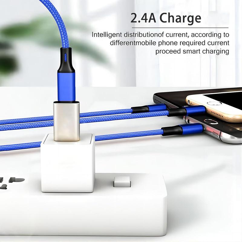 3 in 1 Multi Charging Cable, 4ft USB C To Micro USB Type C PD Lightning Nylon Braided Universal Charging Cord For iPhone 14 13 Samsung LG Pixel Xiaomi Huawei for Mobile Cell Phones and More