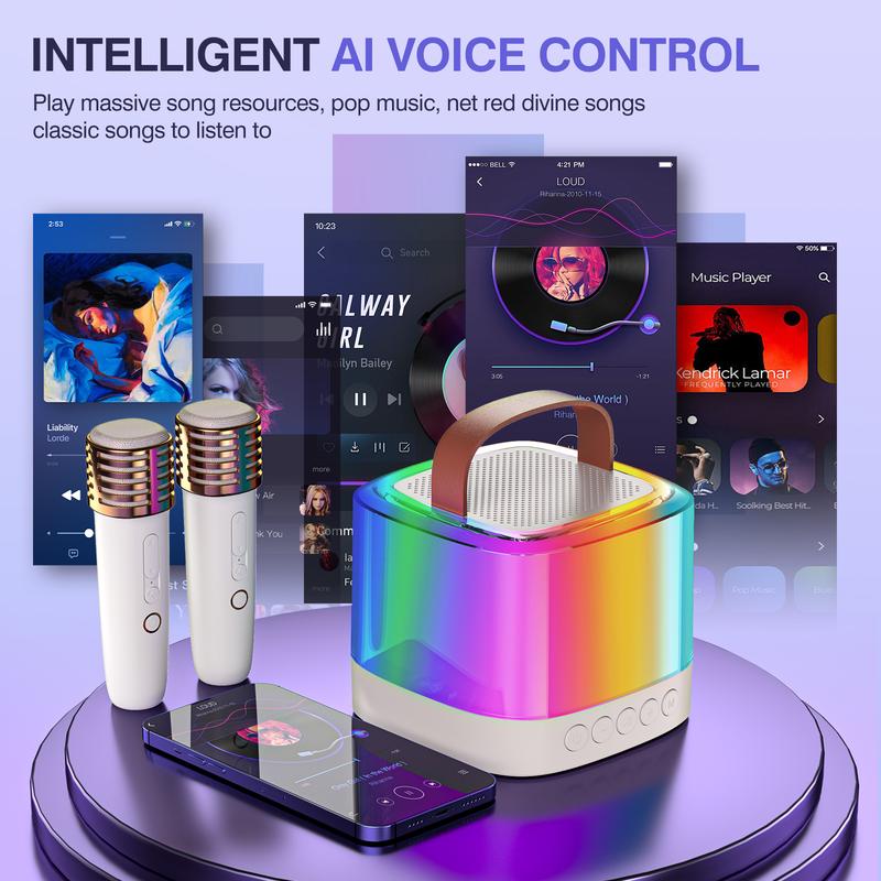 2024 Dual Microphone Portable Mini Karaoke Machine with two Bluetooth microphone speakers, long battery life, preferred choice for birthday and holiday gifts for children 4-12 years old! Audio Smartphone