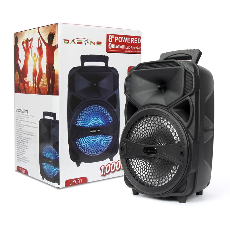 Portable Speaker system With Microphone Rechargeable Wireless Party Speaker 8inch Party Box Bluetooth FM Radio LED Lighting Audio Remote Control