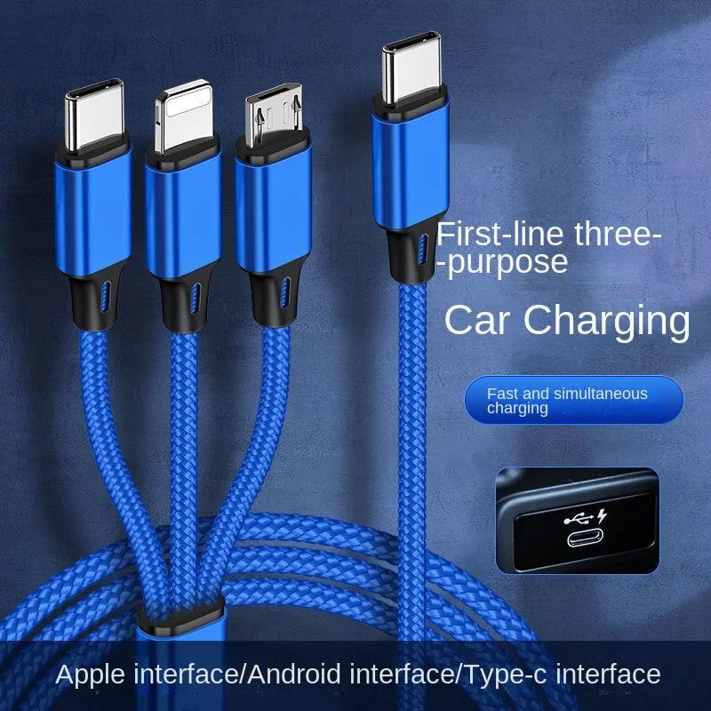 3 in 1 Multi Charging Cable, 4ft USB C To Micro USB Type C PD Lightning Nylon Braided Universal Charging Cord For iPhone 14 13 Samsung LG Pixel Xiaomi Huawei for Mobile Cell Phones and More