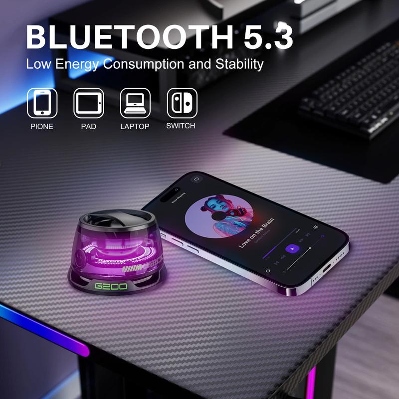 Magnetic Portable Mini Bluetooth Speaker,10-Hour Playtime, Wireless with Bluetooth 5.3,TWS Pairing With RGB Night Light,IPX5 Waterproof,Portable Phone Stand for iPhone Android for Golf Cart Gifts Hiking Camping,Thanksgiving Day,Christmas New Year Gift