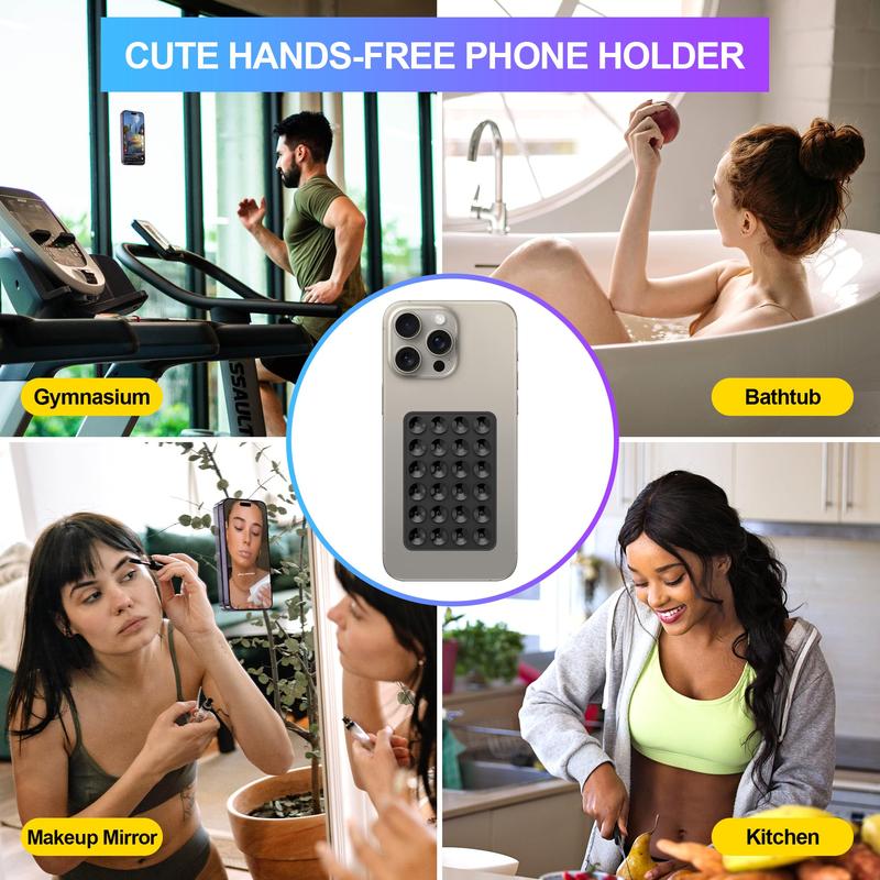 2PCS Suction Phone Mount Silicon Adhesive Hands-Free Mirror Shower Phone Holder for Videos and Selfies