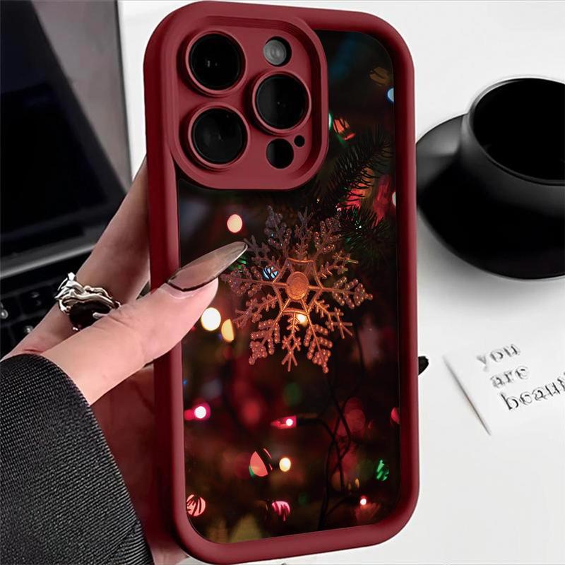 Creative Snowflake Pattern Phone Case, Soft TPU Shockproof Phone Case, Anti-drop Phone Protective Cover, Phone Accessories for iPhone Series