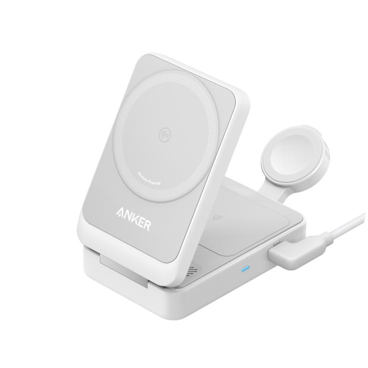 [Black Friday Deal]Anker MagGo 3-in-1 Charging Station, MagSafe-Compatible Wireless Charger Stand, Qi2 Certified 15W Foldable for iPhone 16 15 14, AirPods, Apple Watch 9