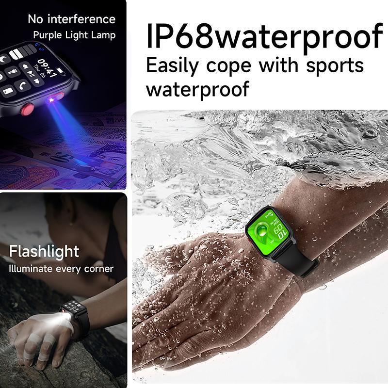 Multifunctional Smart Watch, Fashionable Large Screen Sports Watch with LED Light, Waterproof Sports Watch for Women & Men