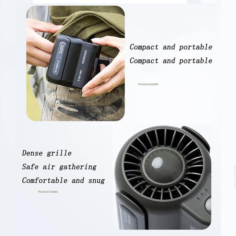 Long battery life Cool Clip Fan Under Shirt2024 New Rechargeable Waist Clip Fan3 Speeds Strong Airflow Wearable Personal Clip FanCool Clip Waist FanBelt Fan Clip on Waist Cooling Fan for WorksTravelCampingWhite black army green Mobile Usb Portable