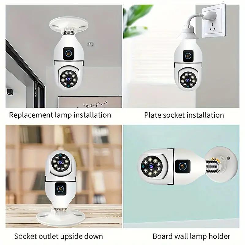 E27 1080P Wireless WiFi Camera, 355° Panoramic Camera with Night Vision, Two-way Voice, AI Human Detection, Pet Camera for Home