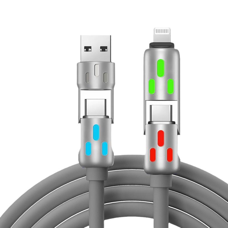 4-in-1 Multi USB Charging Cable MAX 240W Fast Charging Charger Cord with USB A+Type C for iPhone 16 15 14 13 iPad Samsung Galaxy MacBook iPad Tablets and More