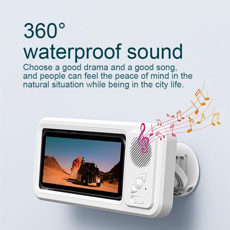 360° Rotation Adjustable Wall Mounted Shower Phone Holder Bluetooth Speaker Audio Shower TV Holder Waterproof Touch Screen Phone Holder