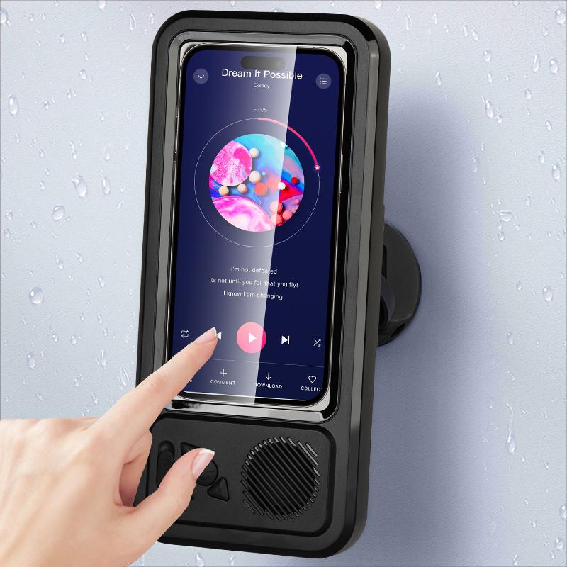 360° Rotation Adjustable Wall Mounted Shower Phone Holder Bluetooth Speaker Audio Shower TV Holder Waterproof Touch Screen Phone Holder