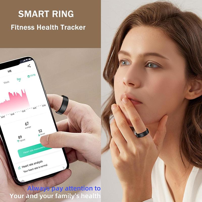 HitTopss Smart Ring, Fitness Tracking Smart Ring with Calories Heart Rate Blood Oxygen Sleep Monitoring, IP68 Waterproof, No APP Subscription, Compatible with iOS Android (Gold, 9#)