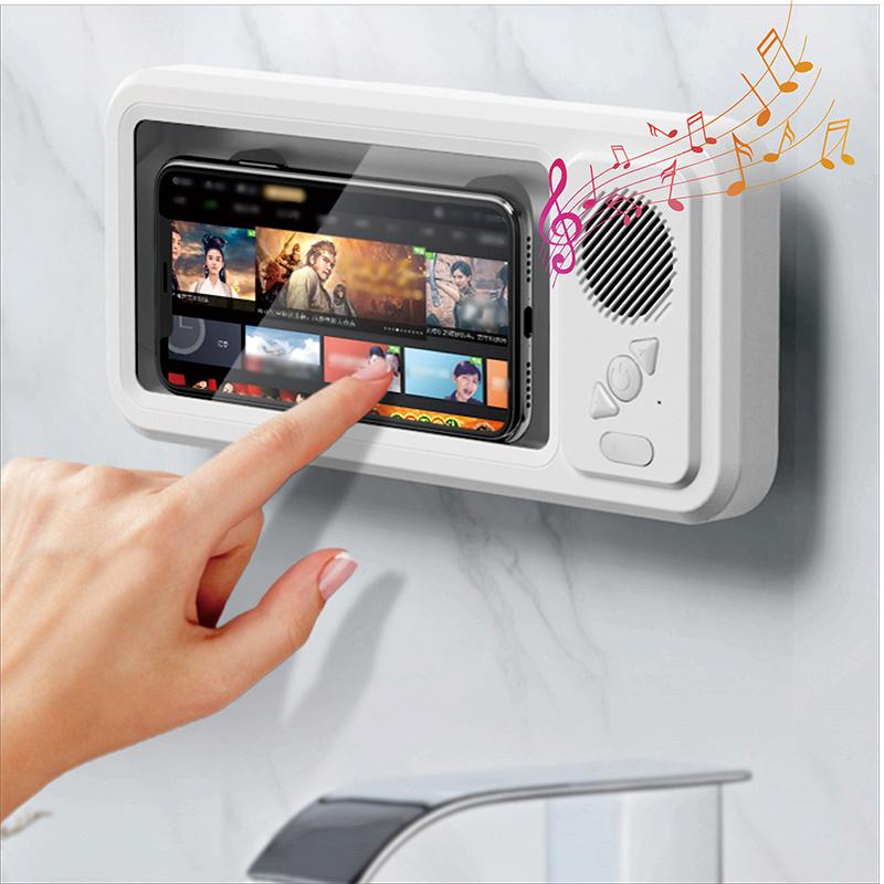 360° Rotation Adjustable Wall Mounted Shower Phone Holder Bluetooth Speaker Audio Shower TV Holder Waterproof Touch Screen Phone Holder