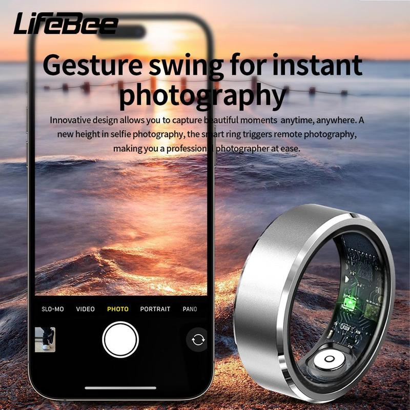 LIFEBEE Smart Ring with Charging Case, 1 Count Portable Fitness Tracker, Multipurpose Wearable Ring for Phone Camera Control