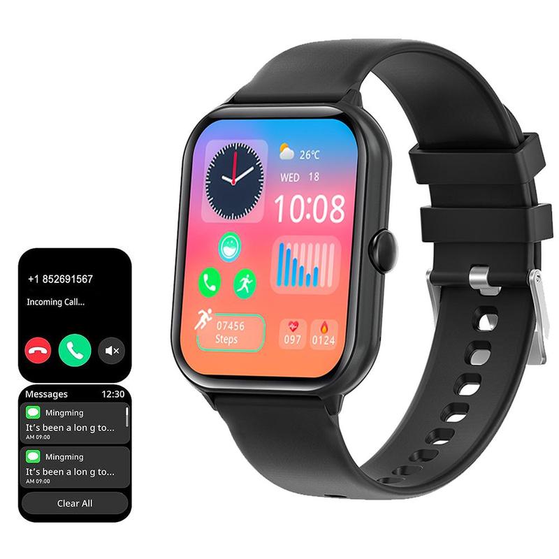 Multifunction Smart Watch, Waterproof Touch Screen Digital Watch with Health Monitoring, Square Fashion Watch with LED Flashlight Compatible with Android & IOS & Smartphone for Daily Life