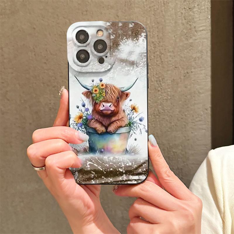 Cute Cow Pattern Phone Case, Shockproof Phone Protective Cover, Fashion Phone Accessory Compatible with iPhone 11 12 13 14 15 Pro Max