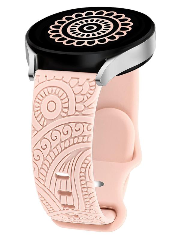 Fashionable Floral Engraving Watch Band (Band Only), Soft Silicone Watch Band for Samsung Galaxy Watch 4 Watch 3 Active 2