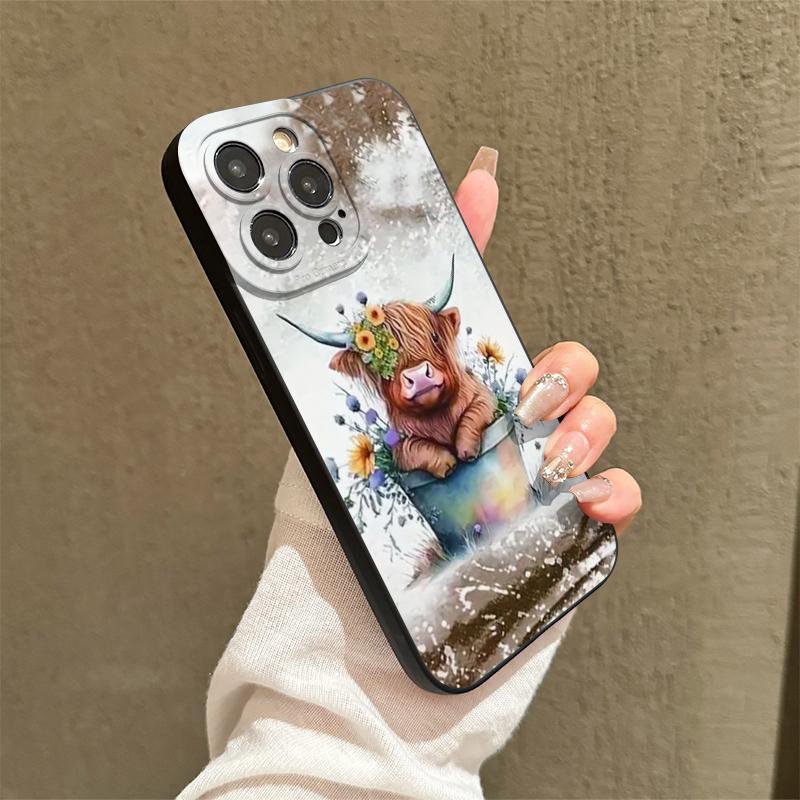 Cute Cow Pattern Phone Case, Shockproof Phone Protective Cover, Fashion Phone Accessory Compatible with iPhone 11 12 13 14 15 Pro Max