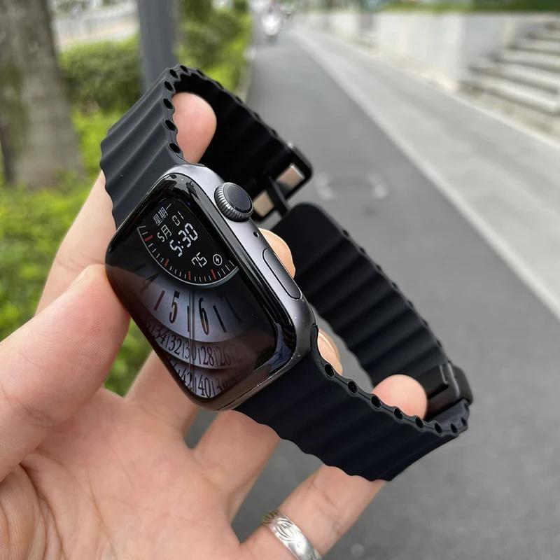 Ocean Strap for Apple Watch 10 9 8 7 Ultra Band 46mm 45mm 49mm 44mm 41 42mm Silicone Magnetic Sport Bracelet iWatch Series se 6