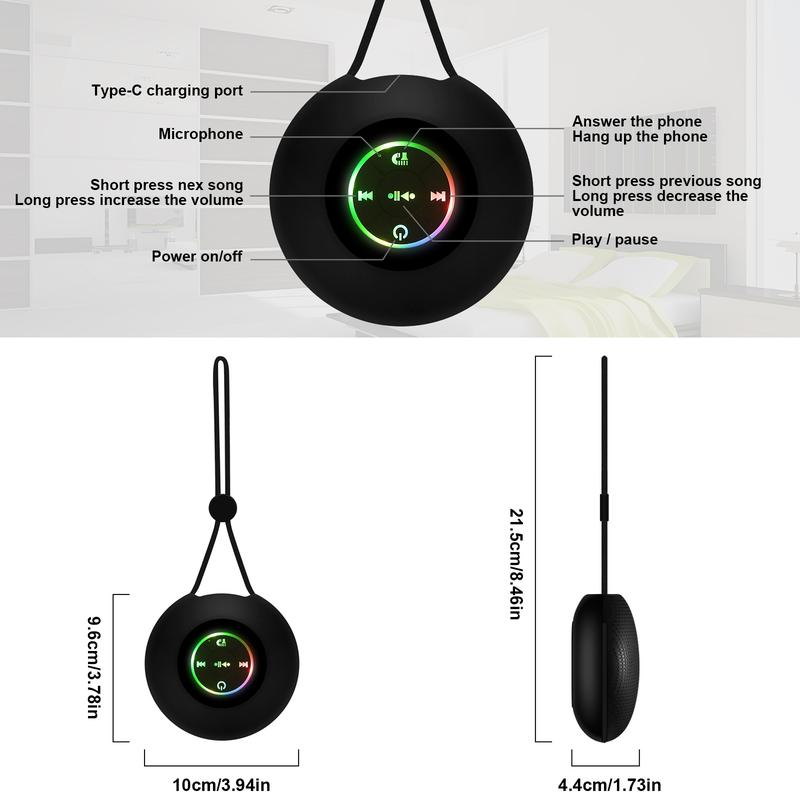 Portable Wireless Speaker With Hanging Rope,Bluetooth USB Rechargeable Lanyard Speaker,Outdoor Speaker with Carry Lanyard,Travel, Home