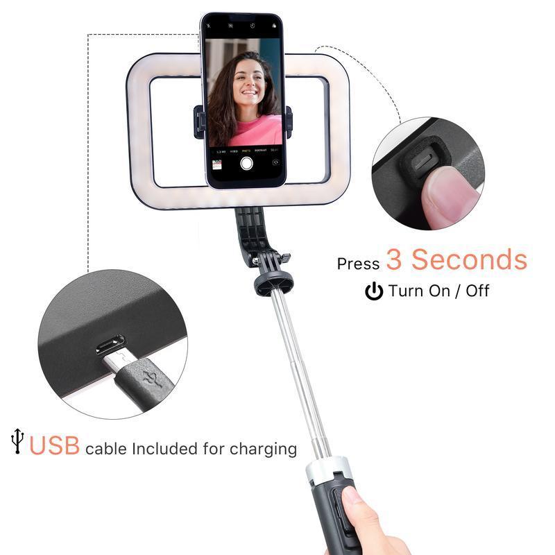 MyBat Pro Selfie Stick, Extendable SpotLight Tripod Stand with 8