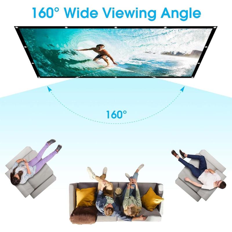 100 inch Projection Screens, Double Sided Washable Outdoor Projection Screen, 16:9 Foldable Anti-Crease Portable Projector Movies Screens for Camping Party, Home Theater, Office