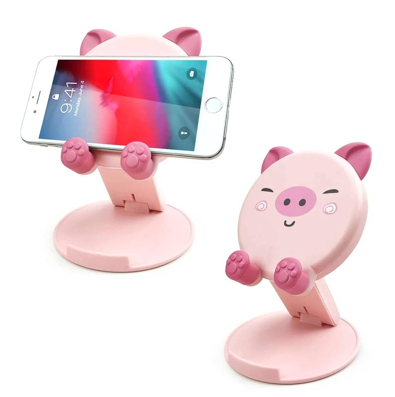 Cute Foldable Phone Stand Pink Adjustable Pig Cell Phone Stand Desk Portable Accessories for All Phones, Desk Work Phone Calls facetime Movie Watching and More (Pink), christmas gift ideas Black Friday Deals tiktok shop store