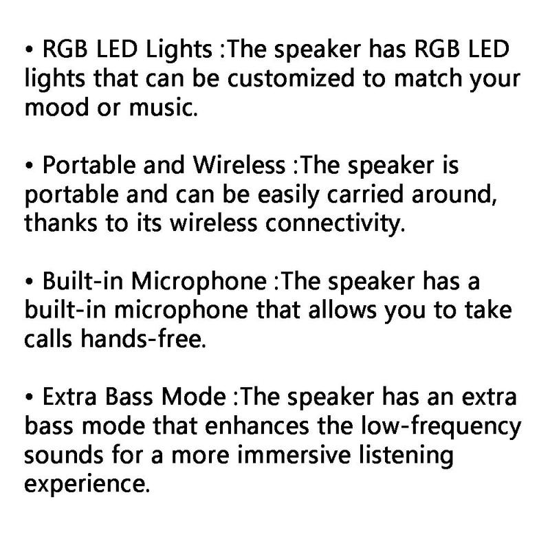 Portable Wireless Speaker, Rechargeable Subwoofer Speaker with LED Light, Multifunctional Bluetooth-compatible Speaker for Outdoor, Home, Office