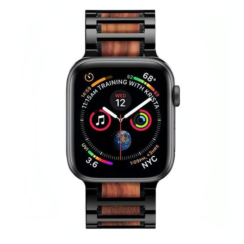 Apple Watch Wooden Stainless Band - Durable and Adjustable Men's Accessory - Accessories