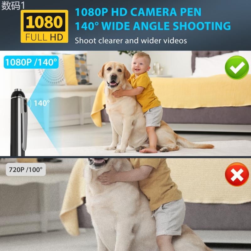 64GB Portable Mini Wearable HD 1080P Pen Camera, Easy To Use For Home Office Meeting Recording, Indoor outdoor Use Nanny Camera Installation Rechargeable Installation Rechargeable