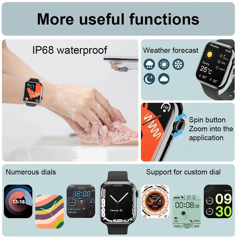 For Apple New GPS Smart Watch Men Watch Series 9 Always On Display Body Temperature BT Call NFC Women Smartwatch For IOS Android