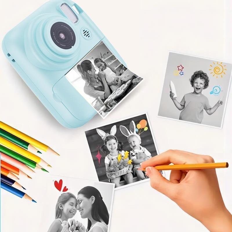 Polaroid Camera, 32G Card Selfie Video Camera for Kids, Portable Travel Camera, Instant Print camera, Birthday gift, Durable Charging, For All Ages toy camera Memory Gadget Chargeable