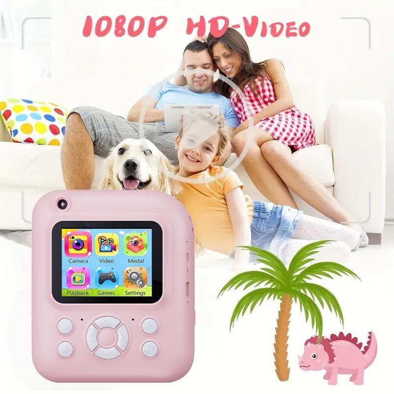 Polaroid Camera, 32G Card Selfie Video Camera for Kids, Portable Travel Camera, Instant Print camera, Birthday gift, Durable Charging, For All Ages toy camera Memory Gadget Chargeable