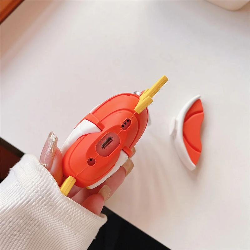 Cute Pokemon Magikarp Airpods Case Cover Funny Silicone Wireless Earphone Case Compatible with Airpods 1 2 3 Pro Pro2 Charging Cases with Hook