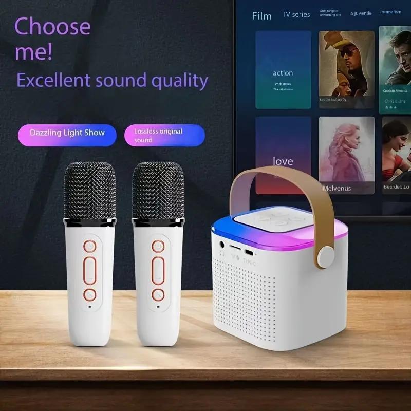 Wireless Karaoke Speaker with Microphone, 1 Set Rechargeable Mini Karaoke Bluetooth-compatible Speaker, Portable Handheld Karaoke Machine for Party