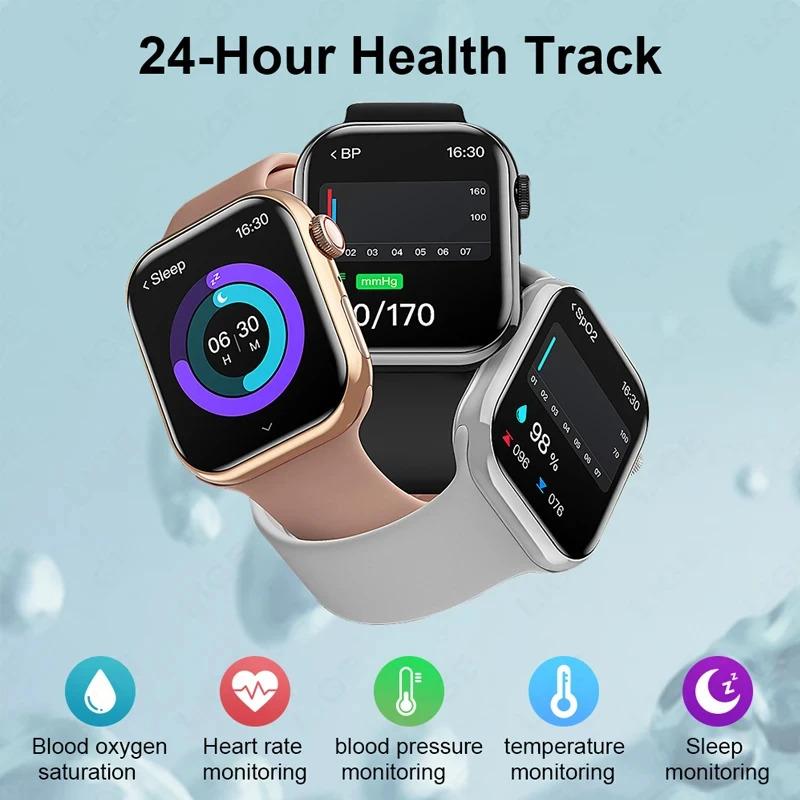 For Apple New GPS Smart Watch Men Watch Series 9 Always On Display Body Temperature BT Call NFC Women Smartwatch For IOS Android