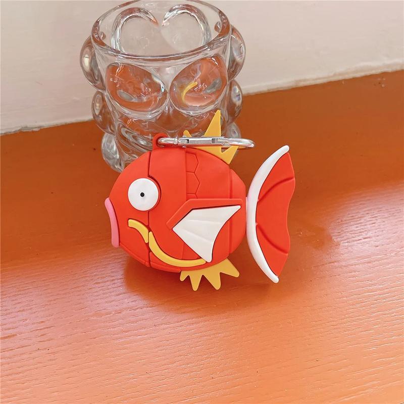 Cute Pokemon Magikarp Airpods Case Cover Funny Silicone Wireless Earphone Case Compatible with Airpods 1 2 3 Pro Pro2 Charging Cases with Hook