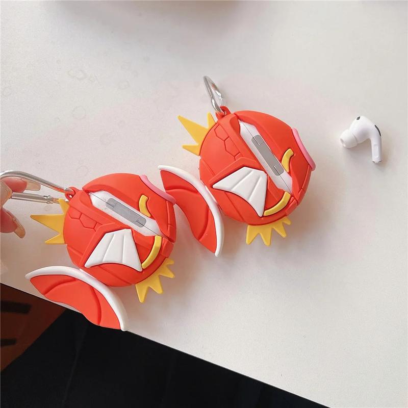 Cute Pokemon Magikarp Airpods Case Cover Funny Silicone Wireless Earphone Case Compatible with Airpods 1 2 3 Pro Pro2 Charging Cases with Hook