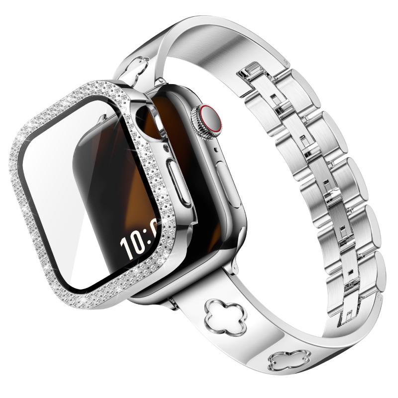 Missair Luxury Band & PC Cover Case Compatible with Apple Watch Series 10 - 42mm 46mm - Adjustable Stainless Steel Dress Bracelet Wearable Accessory