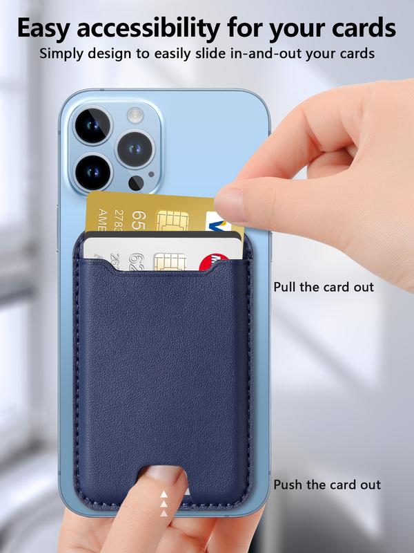 for Magsafe Wallet, Magnetic Wallet Card Holder for Phone 16 16 Pro, Phone 16 15 14 13 12 Series, Leather Magnetic Phone Wallet with Powerful Magnet, RFID Blocking, Fit 4 Cards