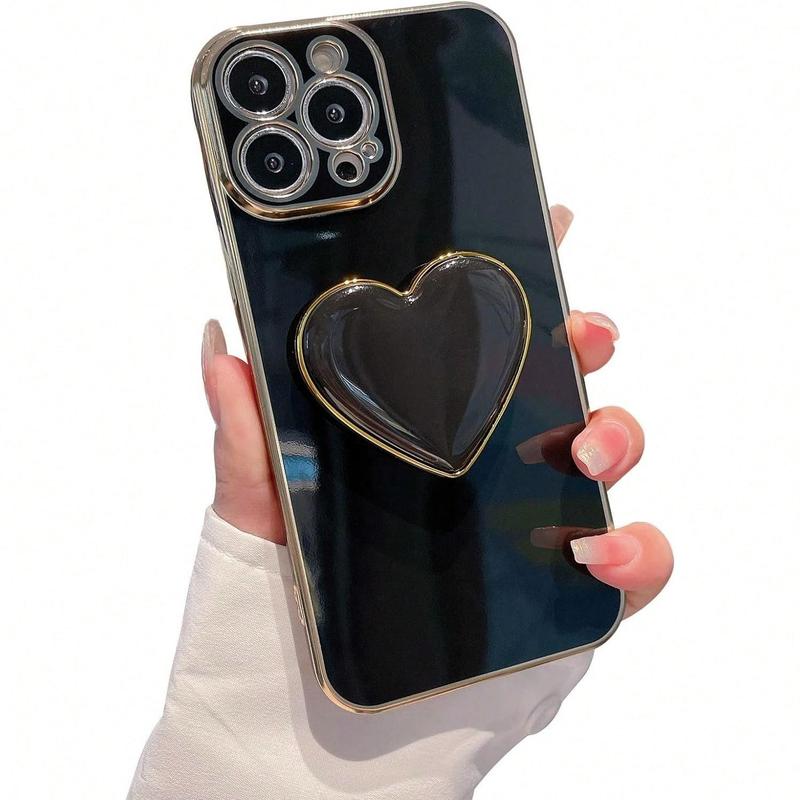 Heart Design Phone Holder, Solid Color Phone Holder, Retractable Heart-shaped Support Suitable for Mobile Phones & Tablets