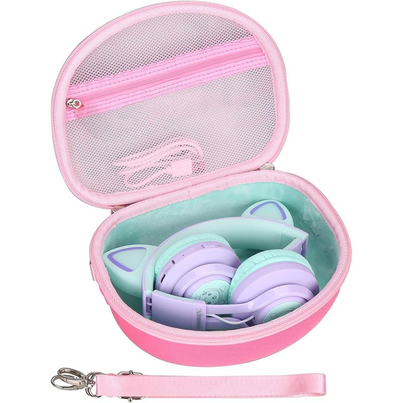 Hard Carrying Case Suitable Cat Green 3.5mm  Bluetooth Wireless Over-Ear Headphones Headset Travel Protective Case(Headphones free) Accessories Protection