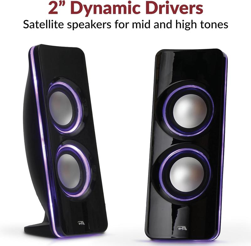 CA-SP34BT  Speakers with LED Lights  The  Gaming, Movie, Party, Multimedia 2.1 Subwoofer Speaker System, Black