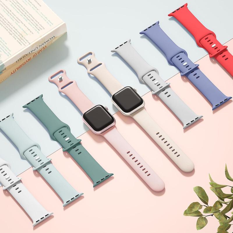 Sport silicone band compatible with Apple Watch bands 40mm 38mm 41mm 44mm 45mm 42mm 49mm women men, soft wristband waterproof replacement sport strap for iWatch bands Series 9 8 7 6 5 4 3 2 1 se Ultra