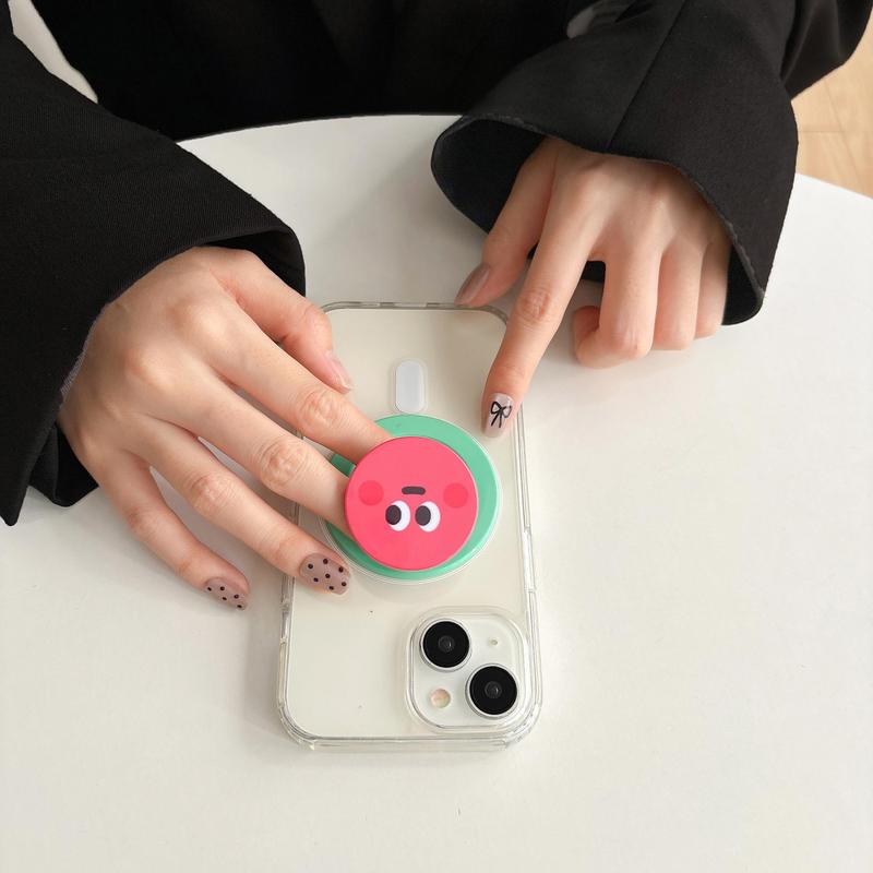 Cute Pattern Magnetic Phone Grip Holder Stand, Round Expanding Grip Finger Kickstand, Foldable Phone Mount Compatible with Most Phone Cases